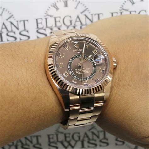 rose gold rolex skydweller|rolex sky dweller sale.